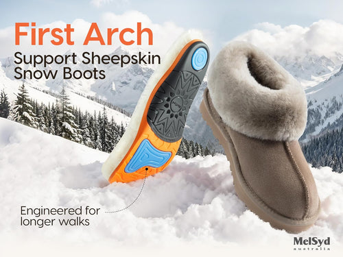 First Arch Support sheepskin snow boots with ergonomic insole - MelSyd Australia winter footwear